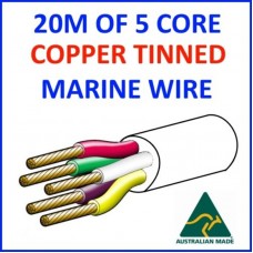 20M OF 5 CORE .5mm2 WIRE MARINE TINNED COPPER TRAILER CABLE BOAT 12V TWIN METRE 